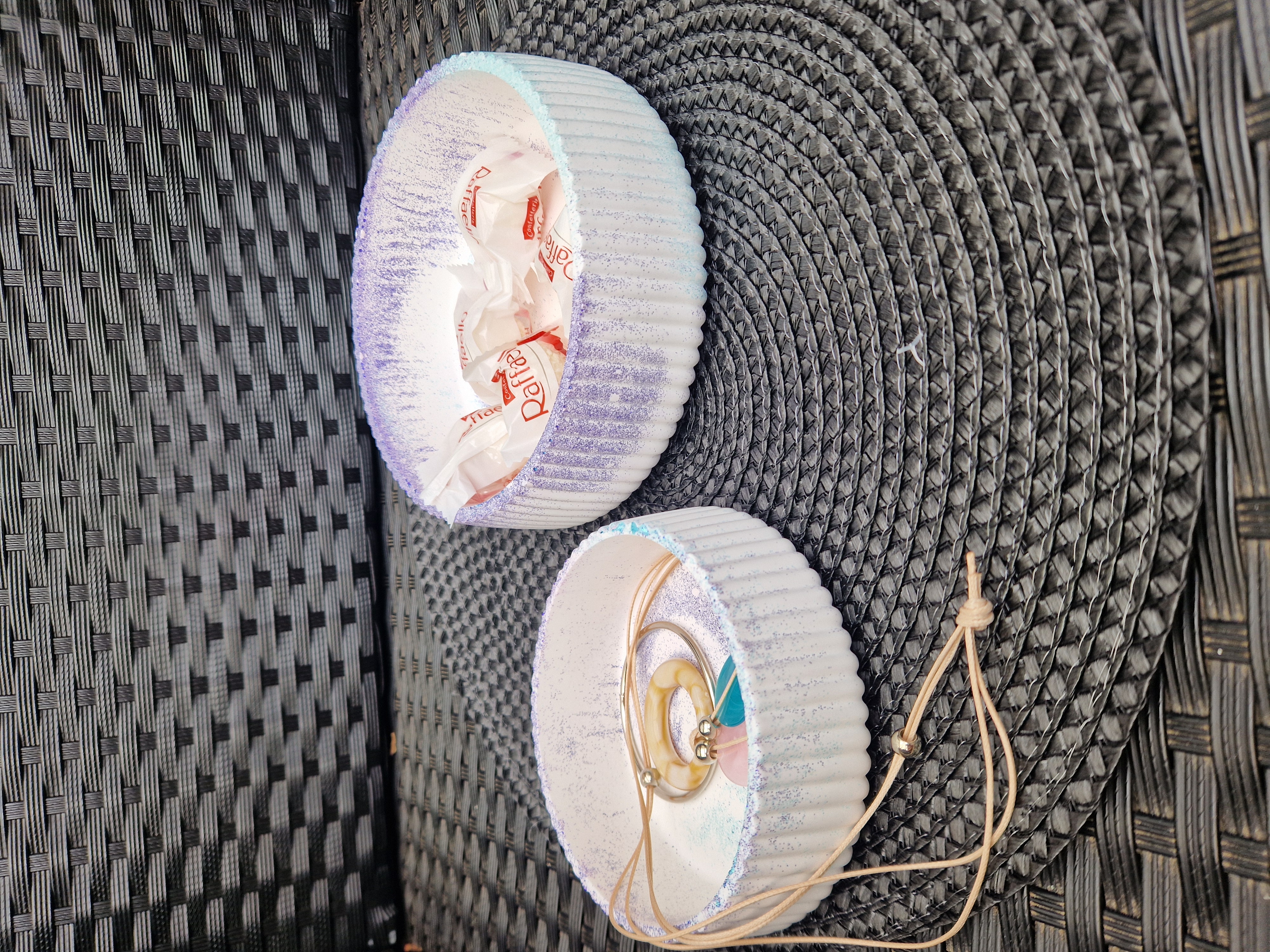 ​Handgemachtes Blaues Glitzer-Schalen-Set