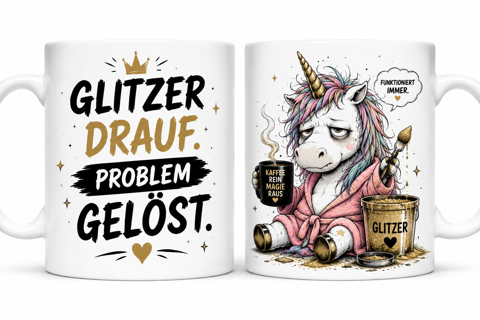 Glitzer drauf - Einhorn-Tasse