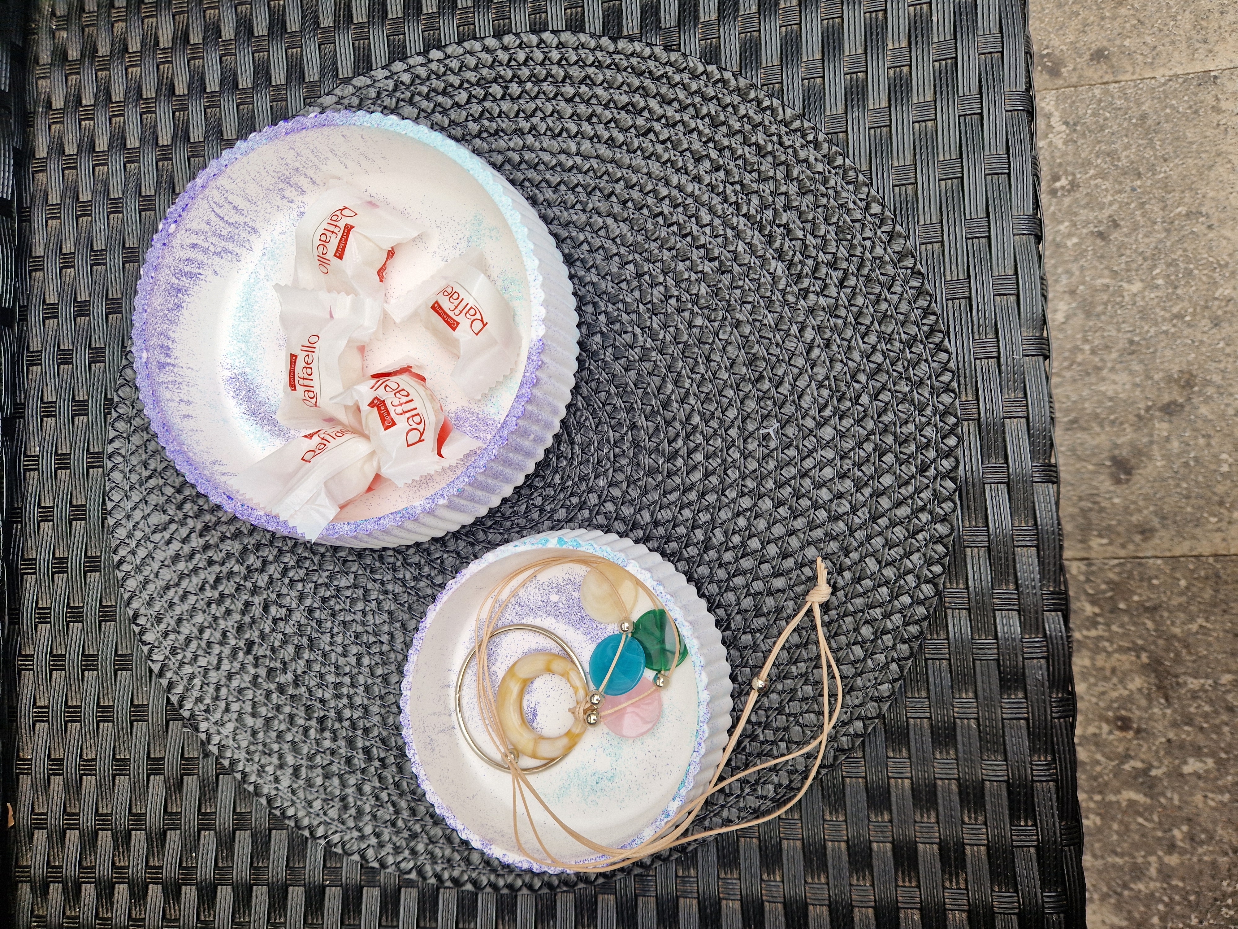 ​Handgemachtes Blaues Glitzer-Schalen-Set – Bild 2